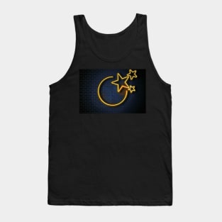 Brick Dark Blue Wall Yellow Neon Glow Advertising Neon Signs Tank Top